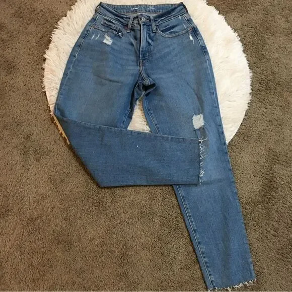 New Old Navy High waist O.G straight distressed hem! Full length - Picture 2 of 7